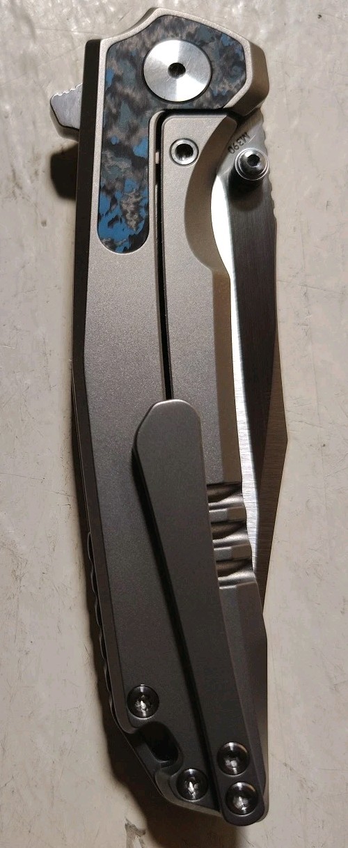 New FerraMonster Valken 3.5″ M390 Belt Satin Clip Pt Titanium w/Fat Carbon Inlay