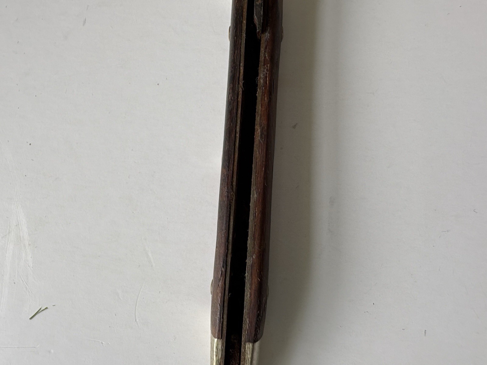 Vintage Single Blade Pocket Knife With Wooden Handle And Brass Bolsters