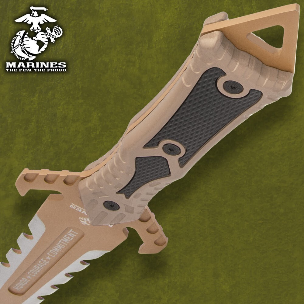 USMC Desert OPS Gladiator Sword, Sheath with Shoulder Strap, Officially Licensed