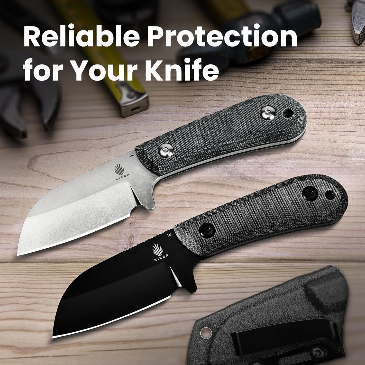 Kizer Knife Deckhand D2 Compact Fixed Blade G10+Micarta Handle 1062A1