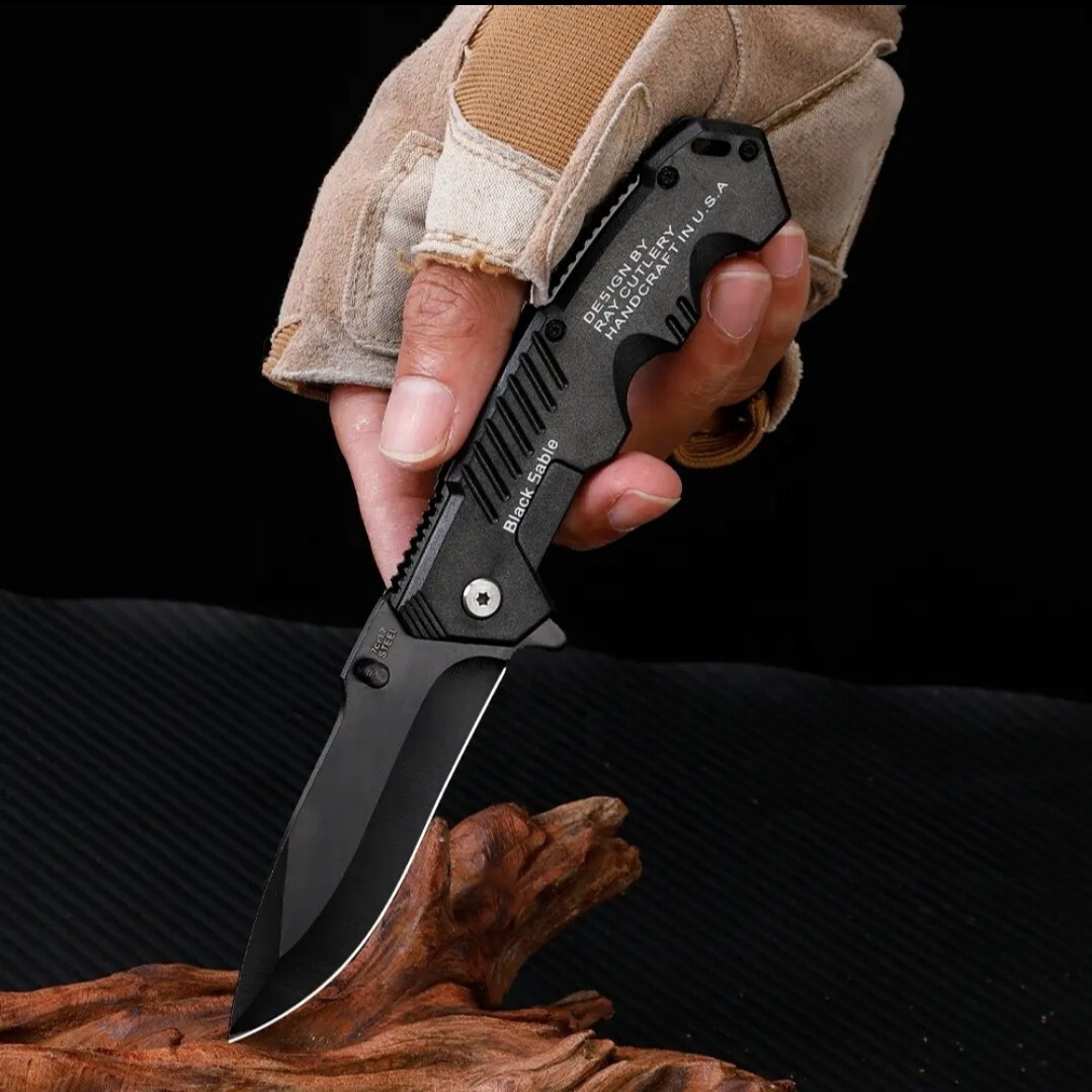 Ray Cutlery Black Sable Aluminum Body Stainless Steel 7CR17 Quick Open Knife