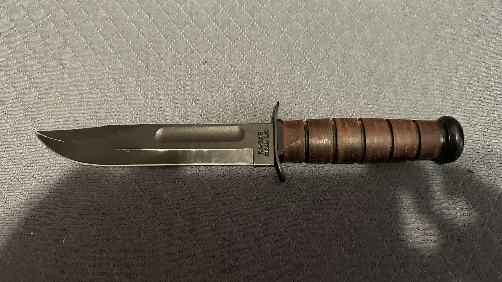 United States US Army Ka-bar 7 Inch Smooth Edge Knife With Sheath