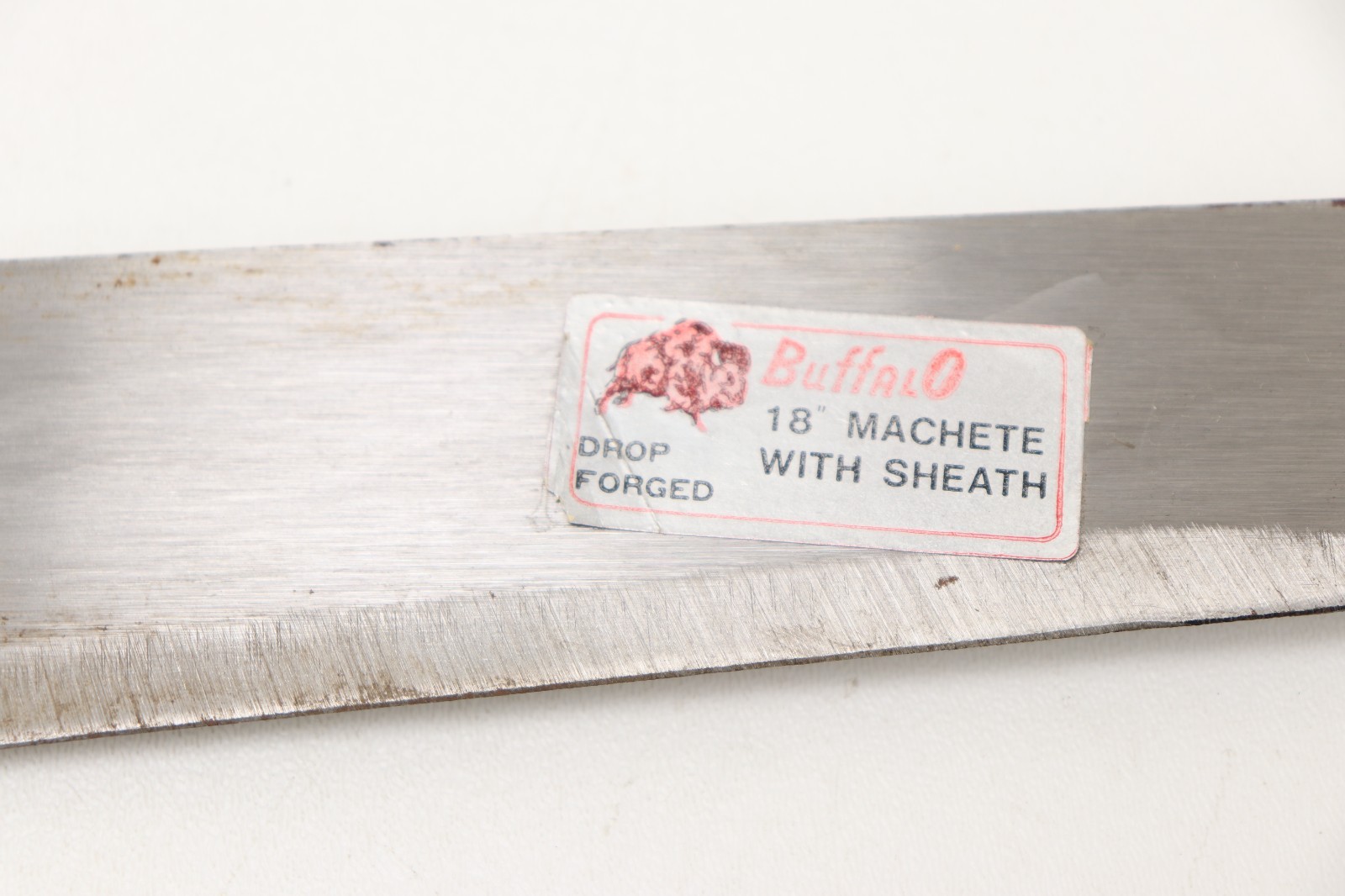 Vintage 18 Inch Bufflo Machete W/ Sheath, Drop Forged, Wood Handle, 1 Lbs. 2 Oz.
