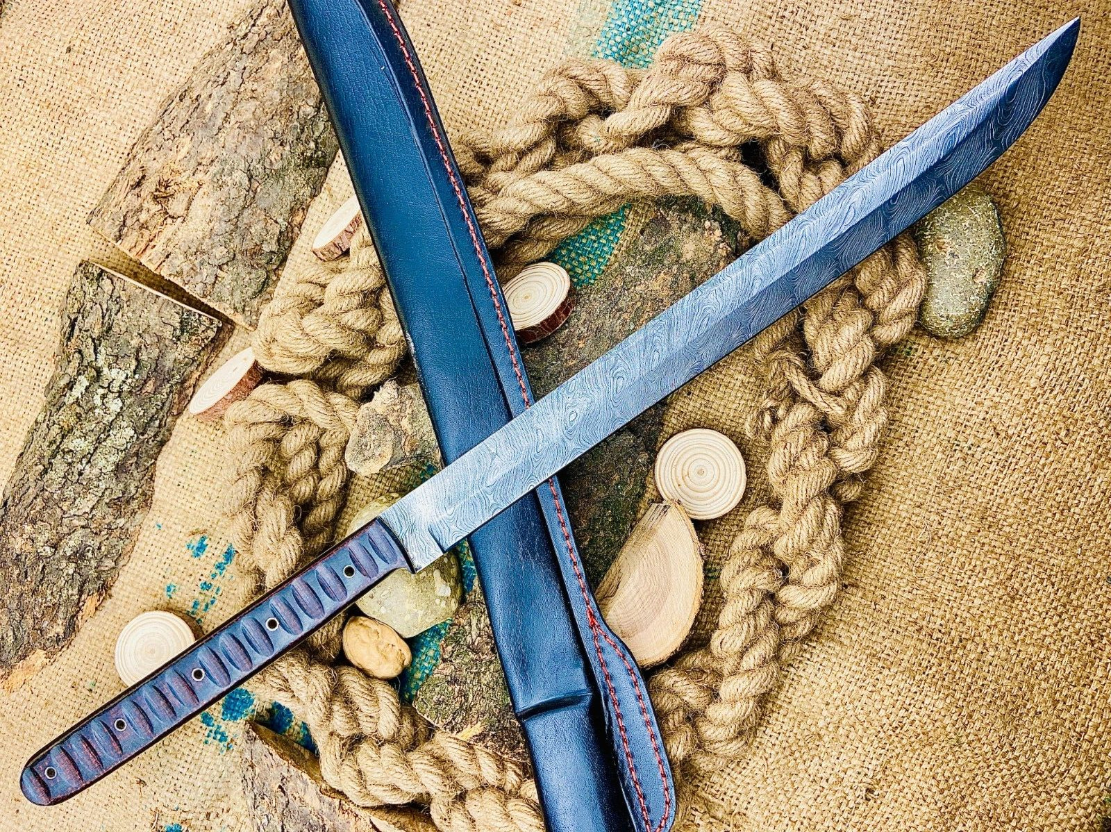 Custom Made Samurai Japanese Sword / Hand Forged Damascus Steel Blade 2880
