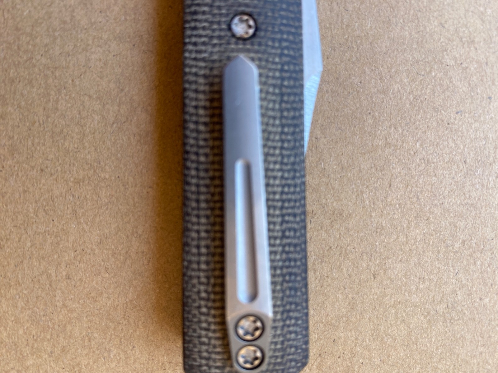 Pena X Series Titanium M390 Brown Micarta Overall 6.5″