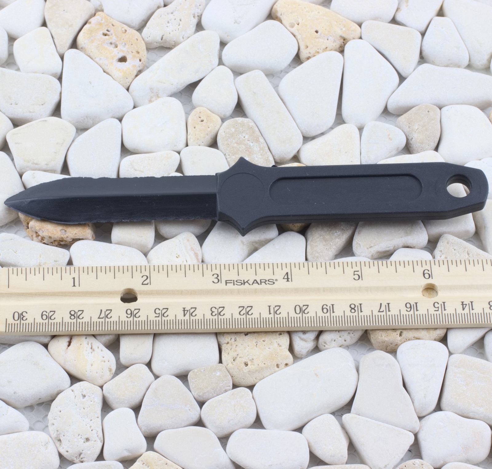 CIA Sticker Fixed Blade Knife Non Metal One Piece Construction Black Sheath
