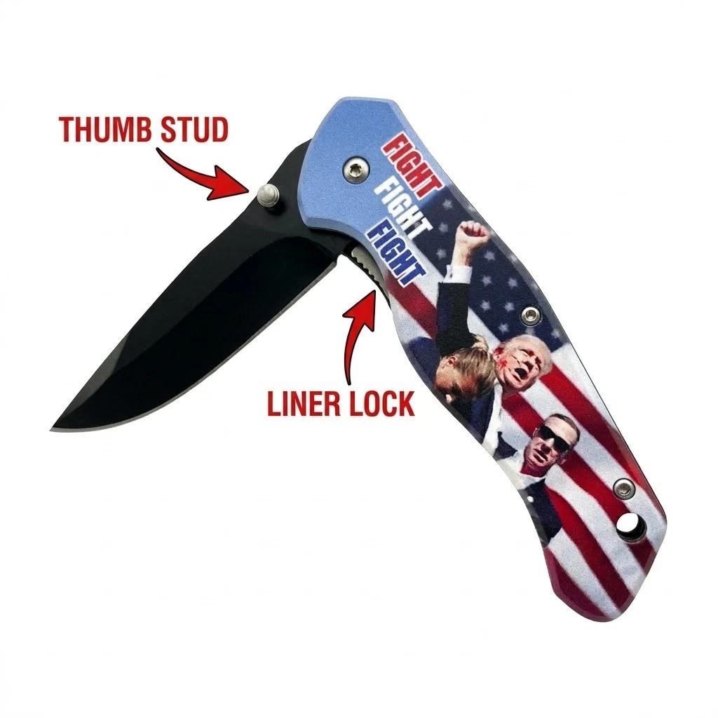 Trump 2024 Fight Spring Assisted Stainless Steel pocket knife with Belt Clip