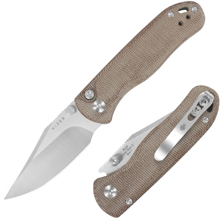 Kizer Cutlery Drop Bear 2 Folding Knife 3″ Nitro V Steel Blade Micarta Handle