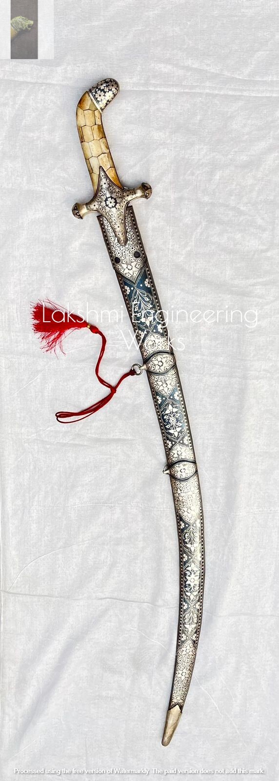 KILIJ SWORD, KILIJ HEAD, ARABIAN silver calligraphy scabbard sword, damascus