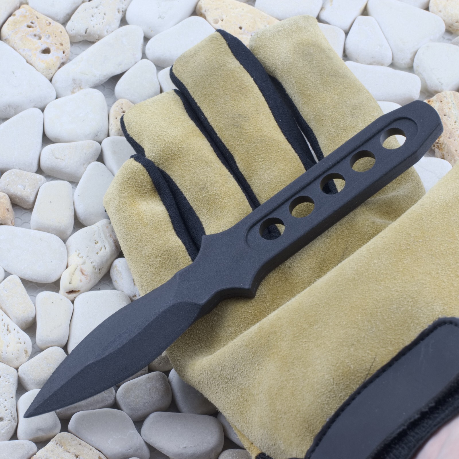 CIA Sticker Fixed Blade Knife Non Metal OnePiece Construction Black Sheath M4257