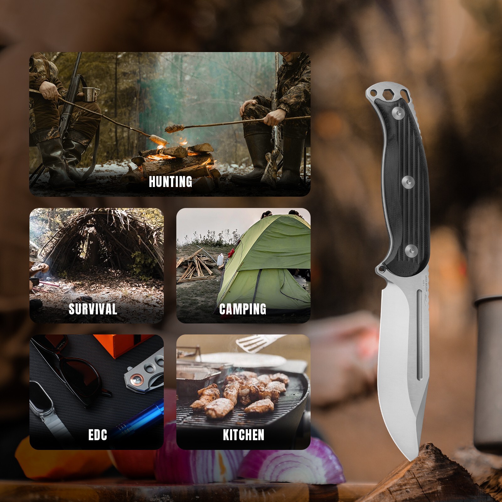 Kizer Ursa Major Clip Point Pocket Fixed Knife AEB-L Blade G10 Handle + Sheath