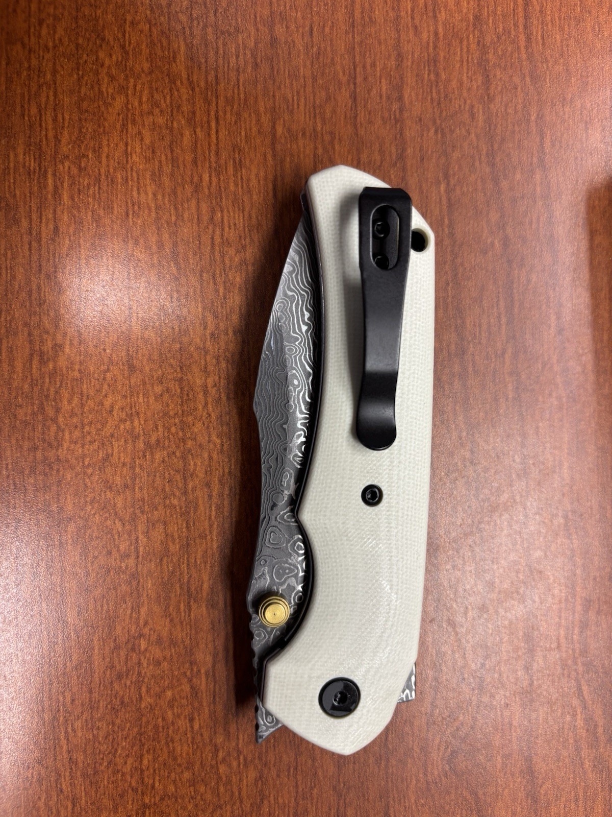 Blade Box Monarch Damascus Drop Point Plain Edge Manual Liner Clip