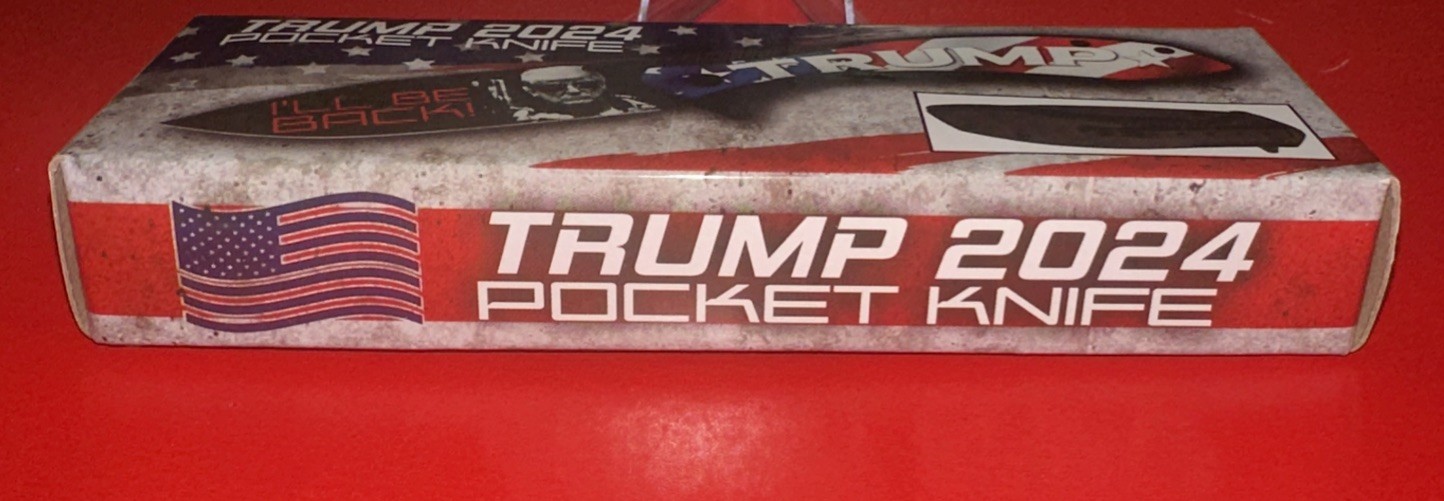 Trump 2024 Pocket Knife “I’ll Be Back” On 3 1/2” Blade New Sealed in Box