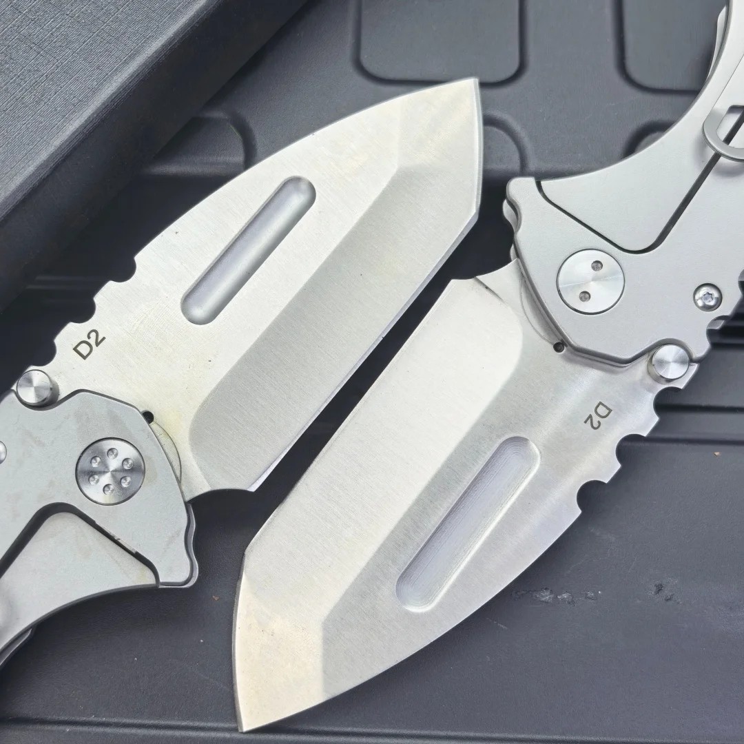 Heavy Duty Silver Folding Blade Tactical Knife D2 Blade Pocket EDC Knife 60HRC