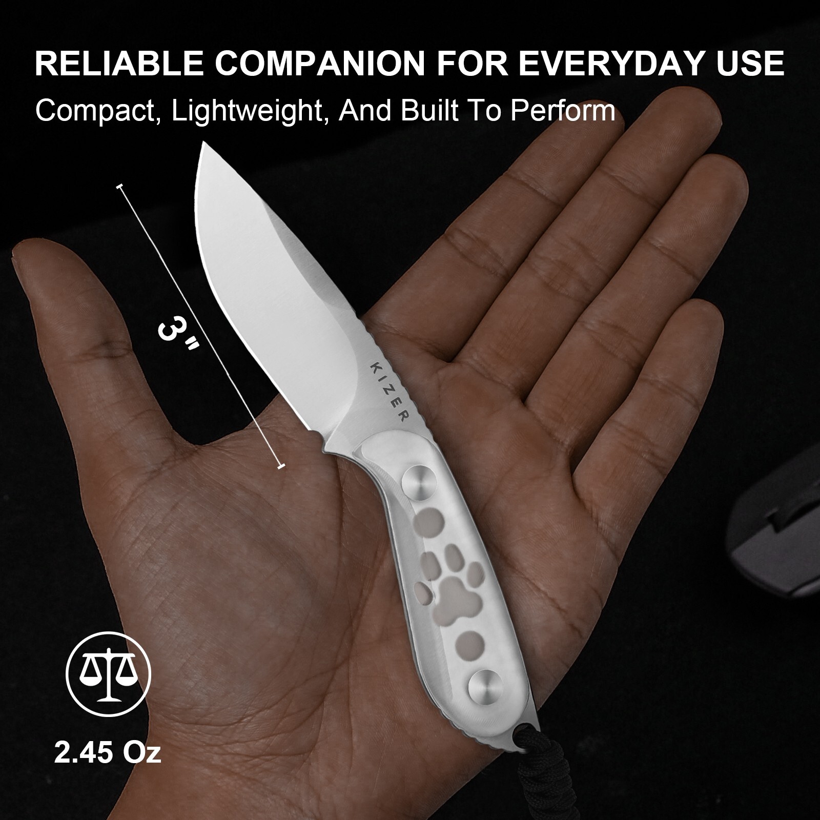 Kizer Buddy Fixed Knife EDC Compact AEB-L Blade Acrylic Handle Drop Point 1081A4