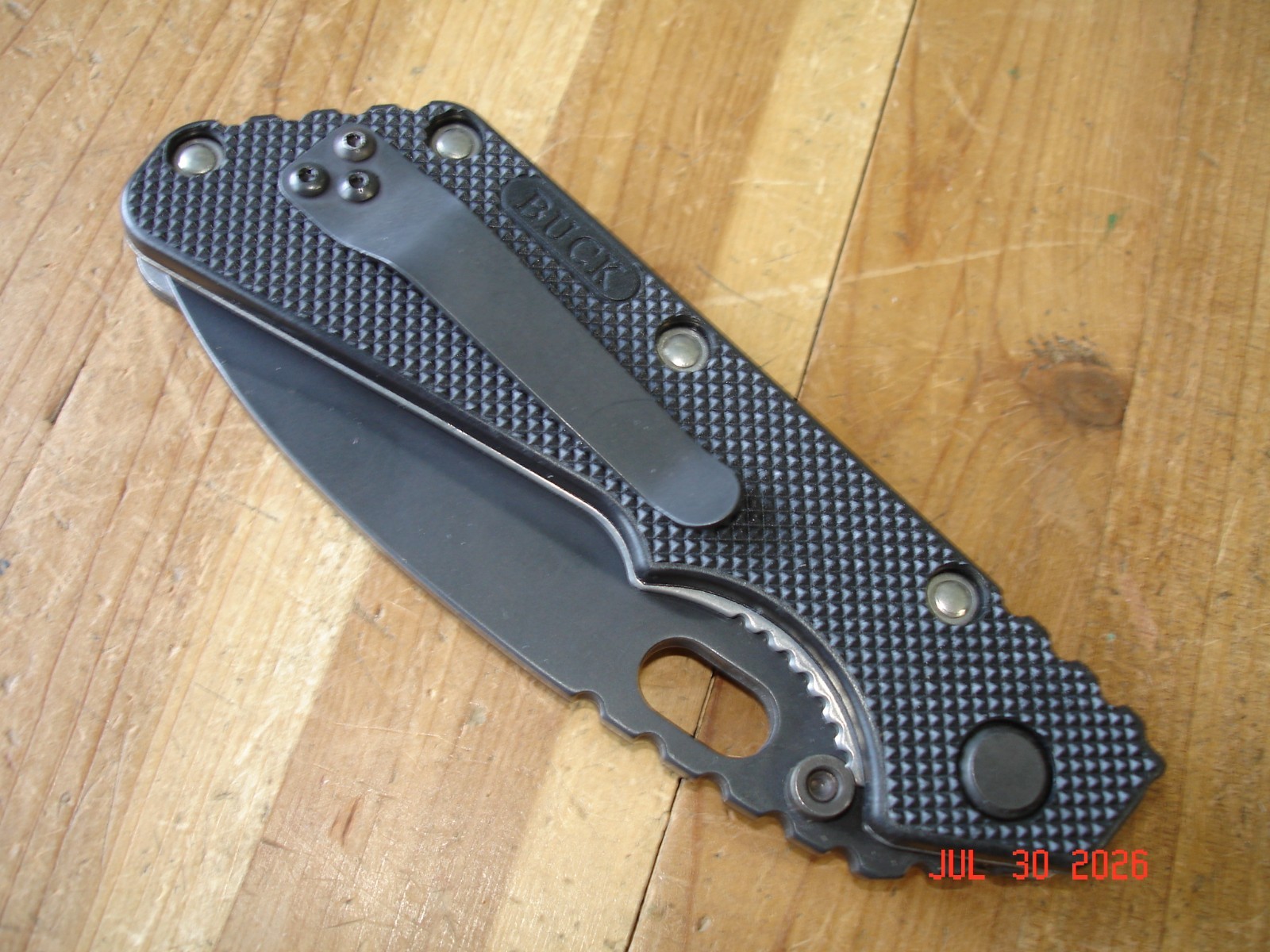 2007 BUCK KNIFE 882 889 STRIDER BLACK OX 420HC STEEL BLADE BLACK PLASTIC HANDLE