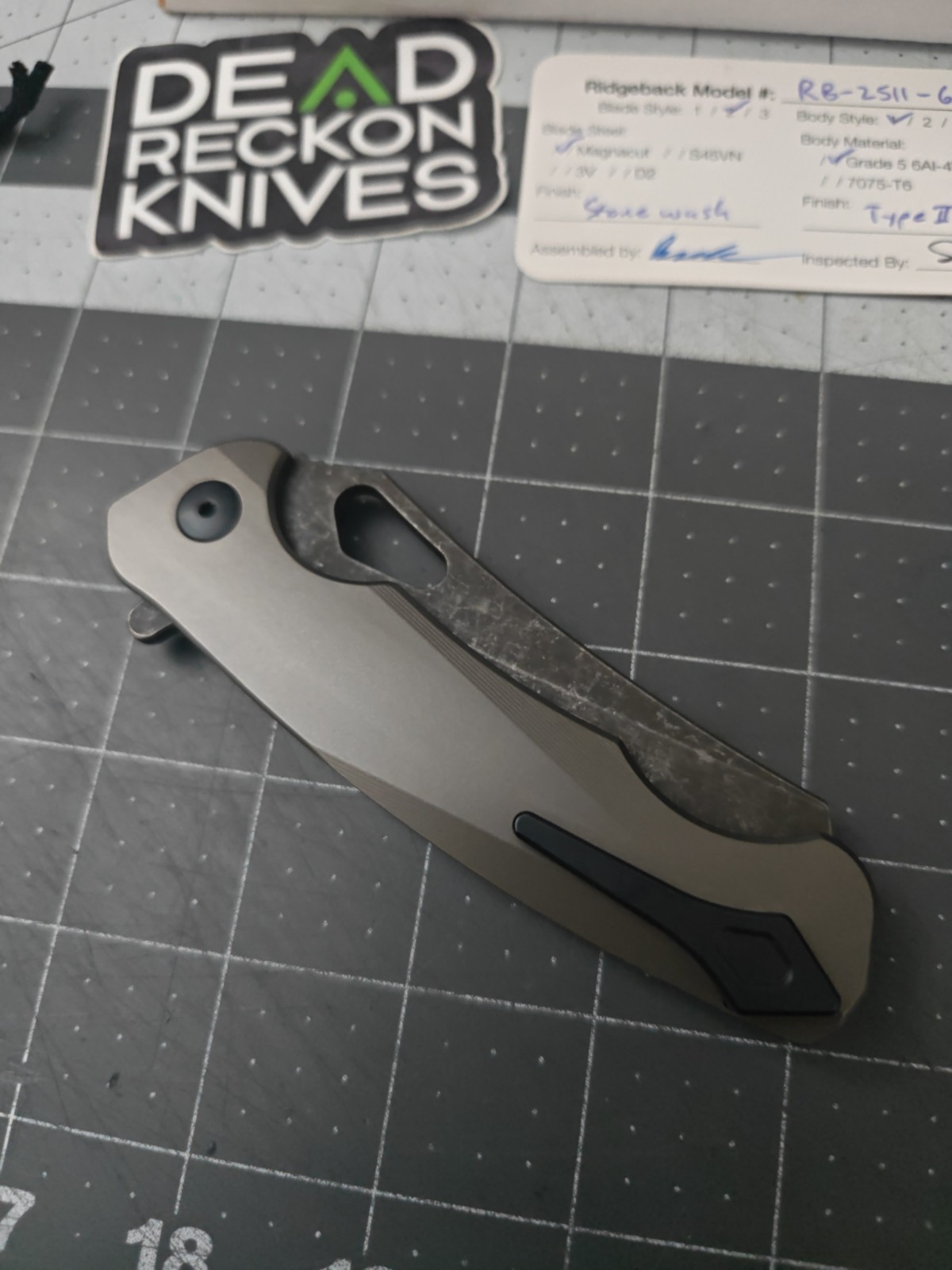 Dead Reckon Ridgeback Magnacut Titanium Integral Button Lock Knife USA Made
