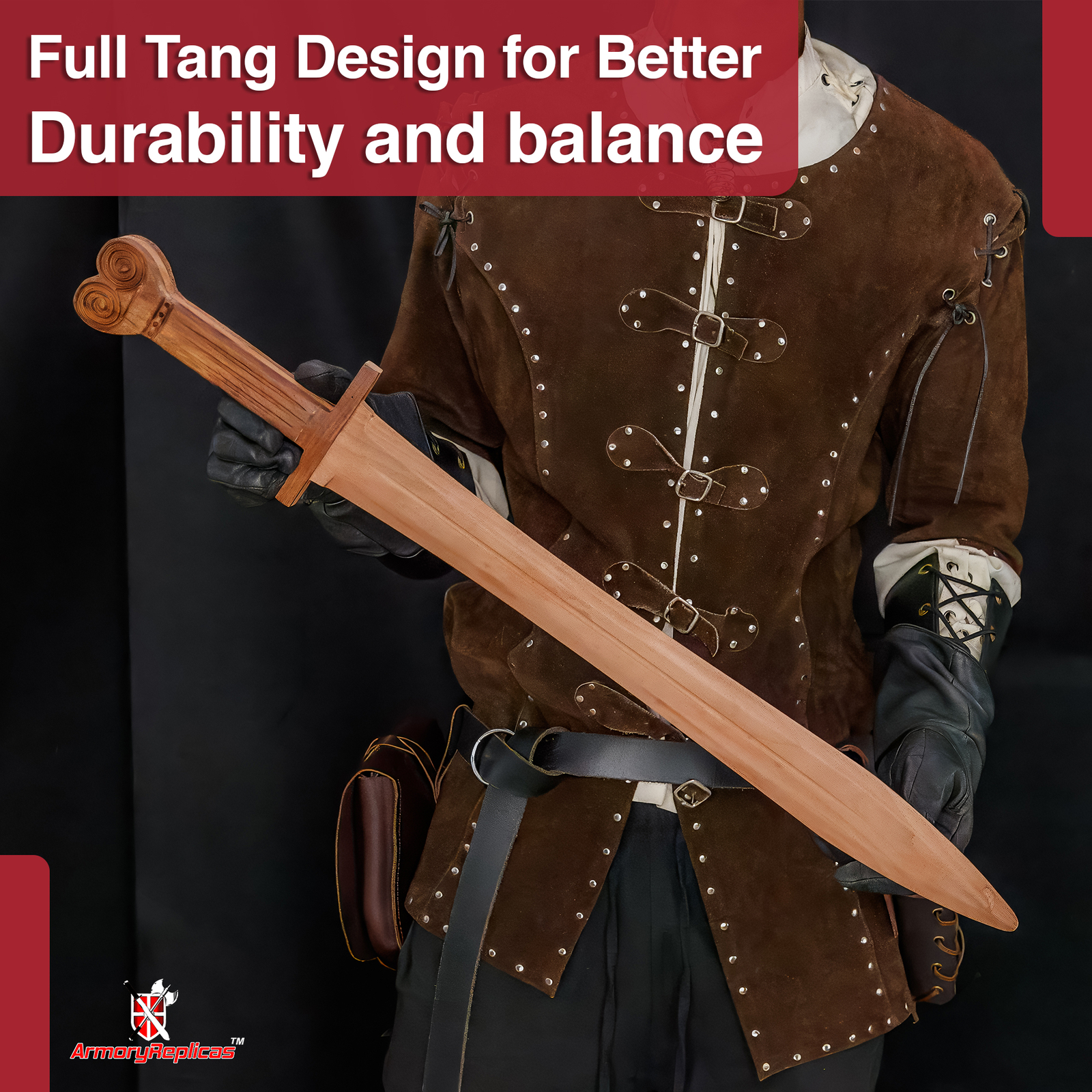 Full Tang Custom handmade sword Spartan Greek Hardwood Blade Cosplay Ready