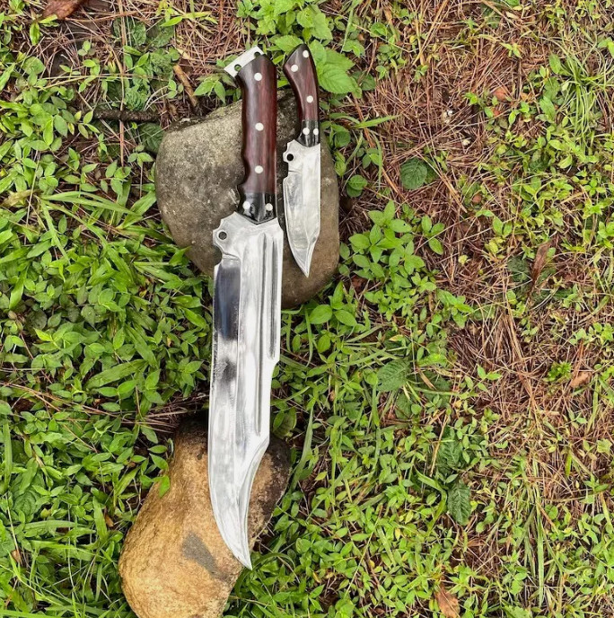 Custom Handmade Carbon Steel Blade Survival Bowie Knife- Hunting Knife Camping
