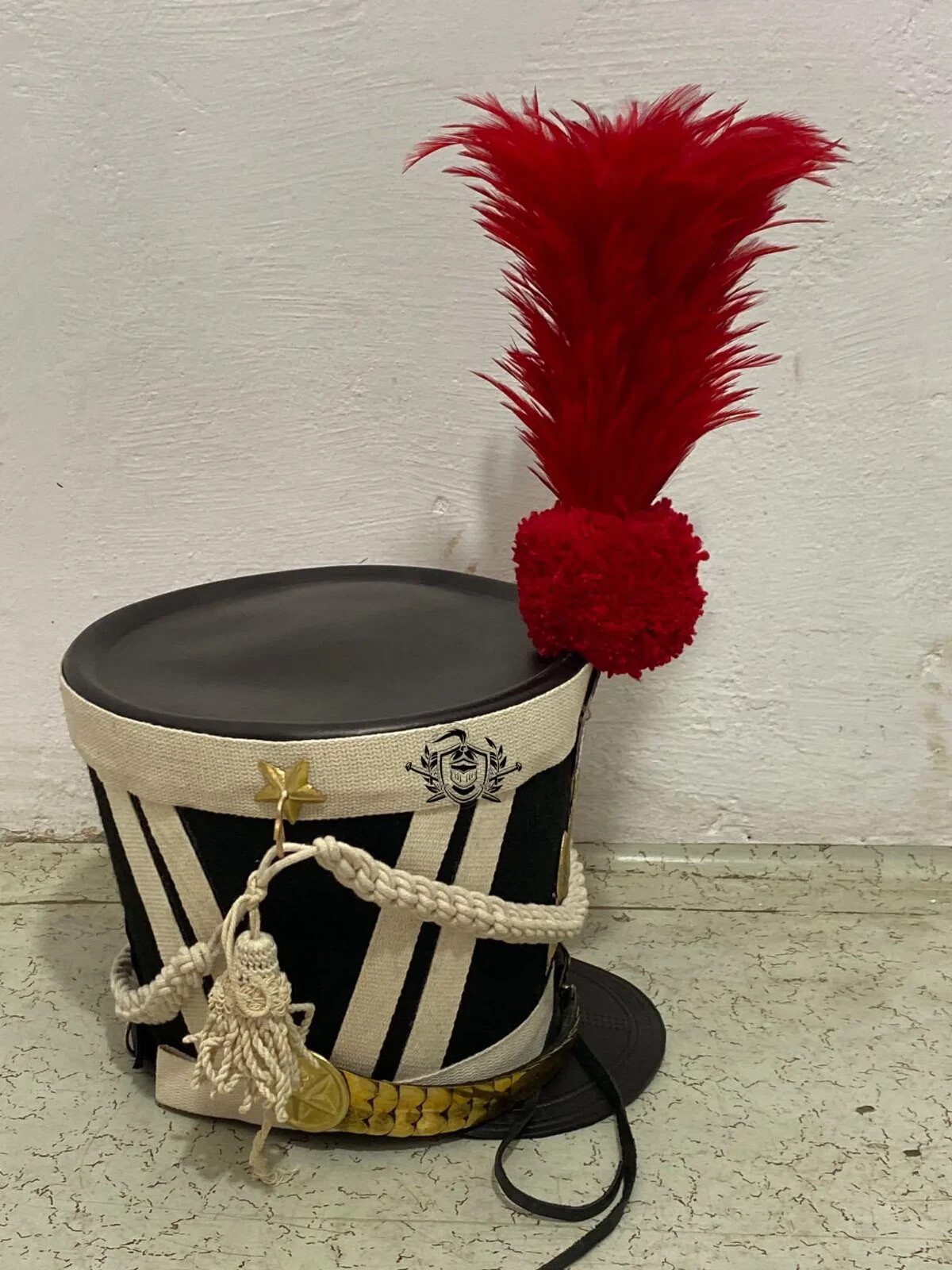 Shako Helmet French Napoleonic Shako Black Finished Red Pom Pom Larp Reenactment