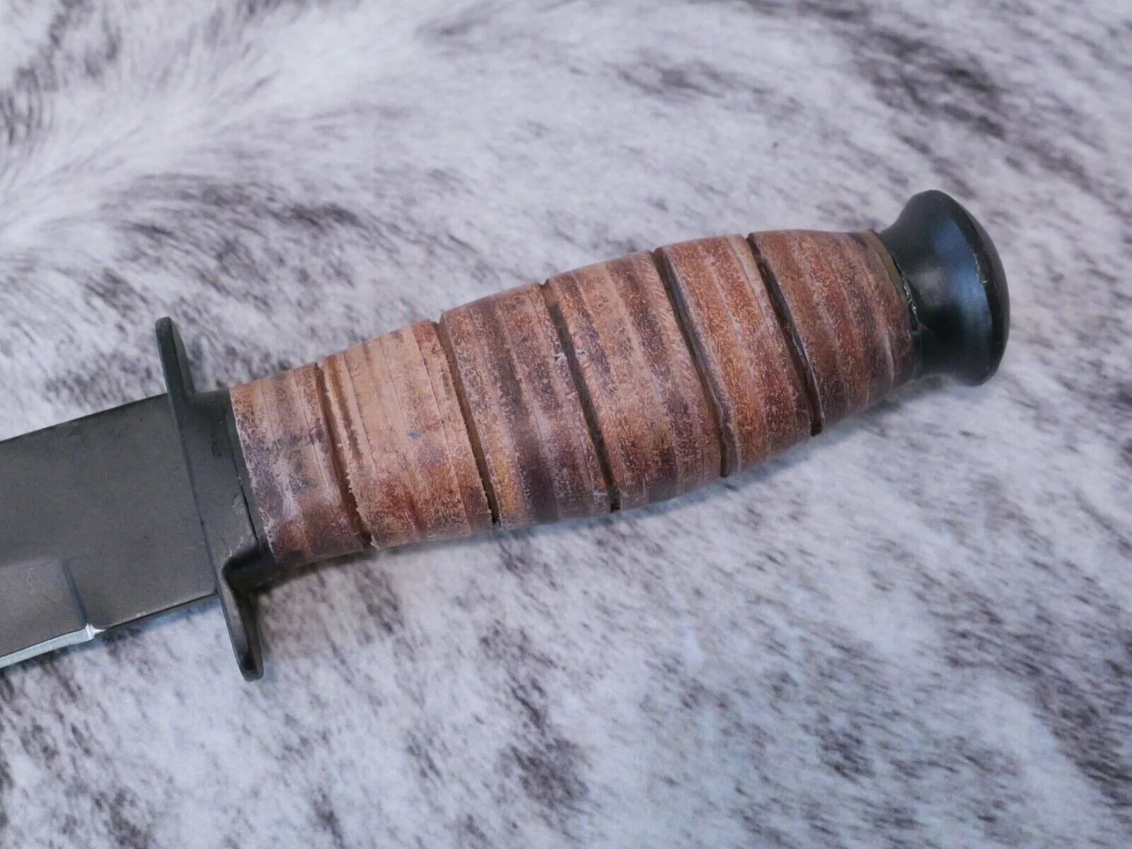 12″ Kbar Style Survival Combat Knife Military Marines Black Blade Leather Handle