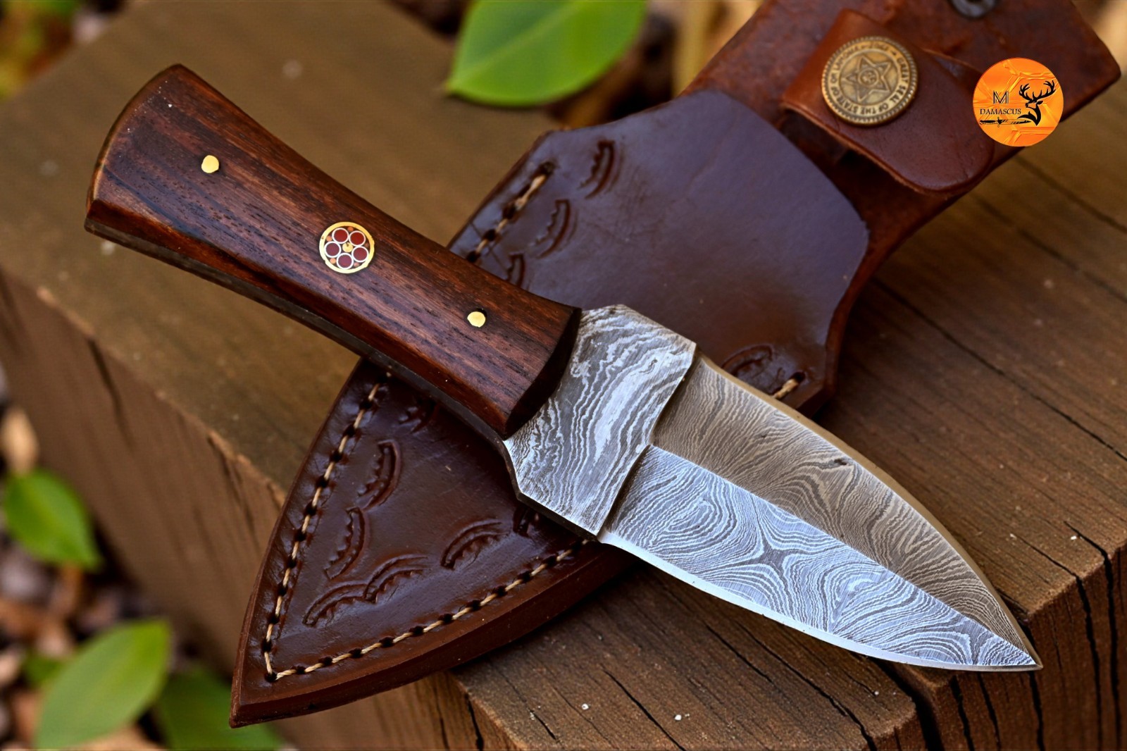 CUSTOM HAND MADE FORGED DAMASCUS STEEL THROWING BOOT KNIFE 869
