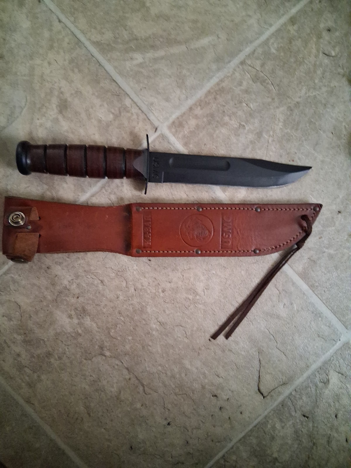 Vintage Ka-Bar USMC Fighting Knife 02-1217 w/ Box & Paperwork Olean NY Combat
