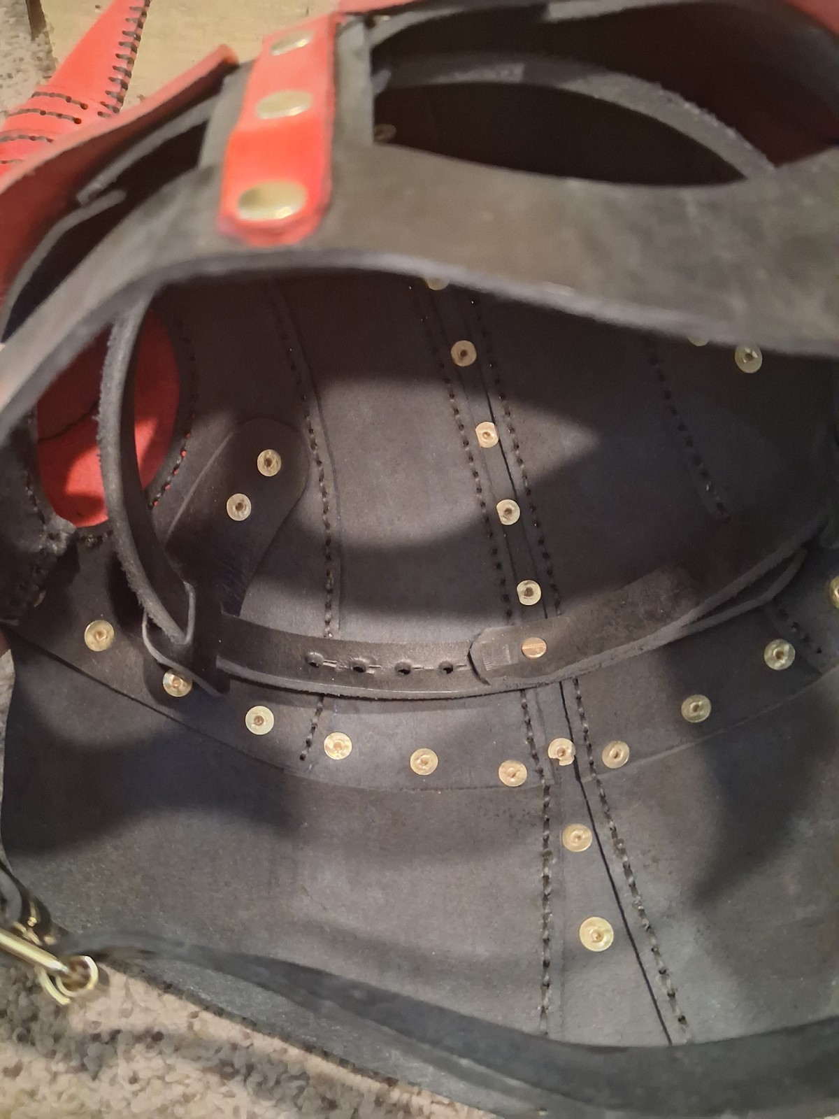 Black Leather Viking Helmet With Horns