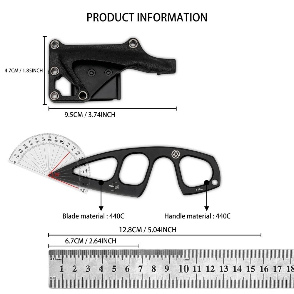440C Steel Tactical Fixed Blade Knife EDC Pocket Knife + Sheath