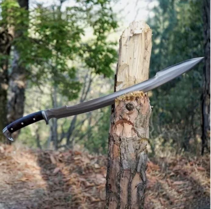 Custom Handmade Carbon Steel Blade Sirupate Machete Sword| Hunting Knife Camping