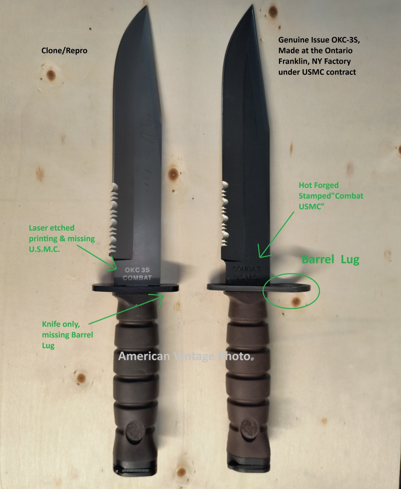 Vintage Knife OKC-3S Bayonet USMC & MOLLE Sheath Military Ontario Knife Co