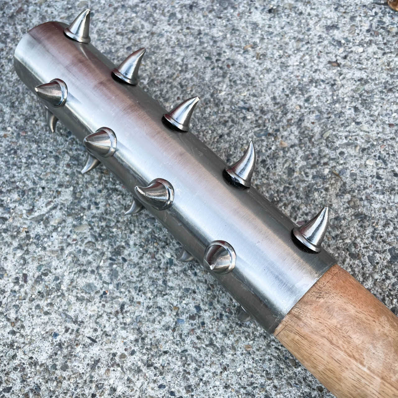 Medieval 30″ Mace Wicked Spiked Wood Club SOLID Middle Ages Bat Knight LARP Silv