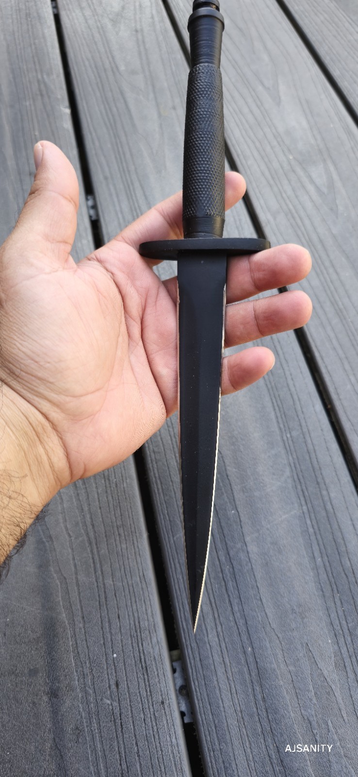 Custom Handmade Fixed Blade Double Edge Knife With Black Leather Sheath