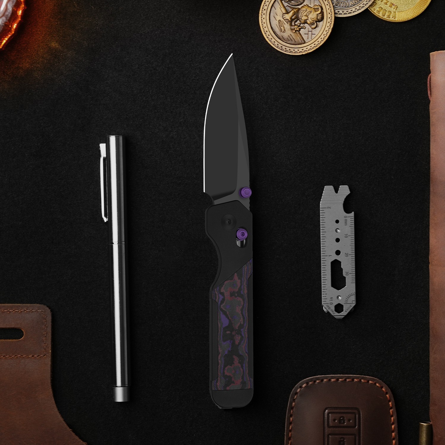 Kizer Militaw 315 Folding Pocket Knife Elmax Blade Aluminum & FatCarbon Handle