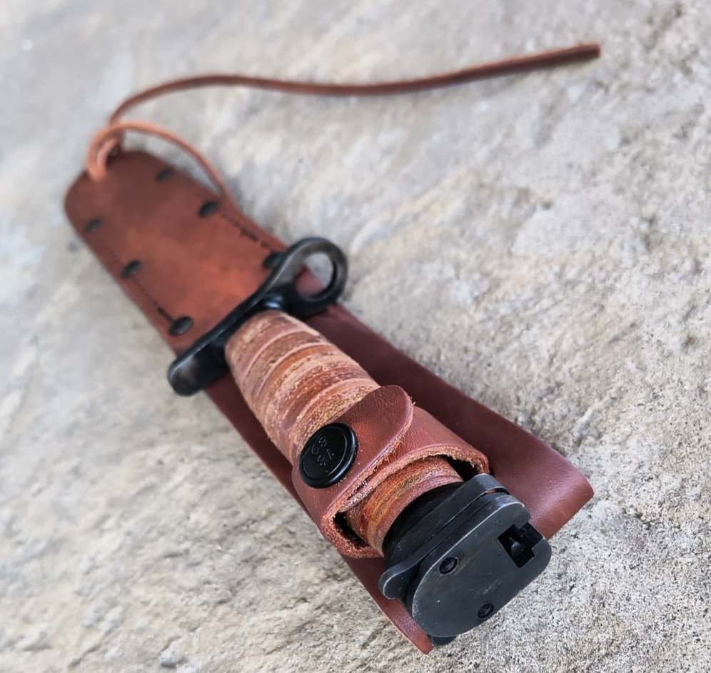 WWII M3 Trench Knife Replica Stacked Leather Dagger + M8 Style Sheath NEW