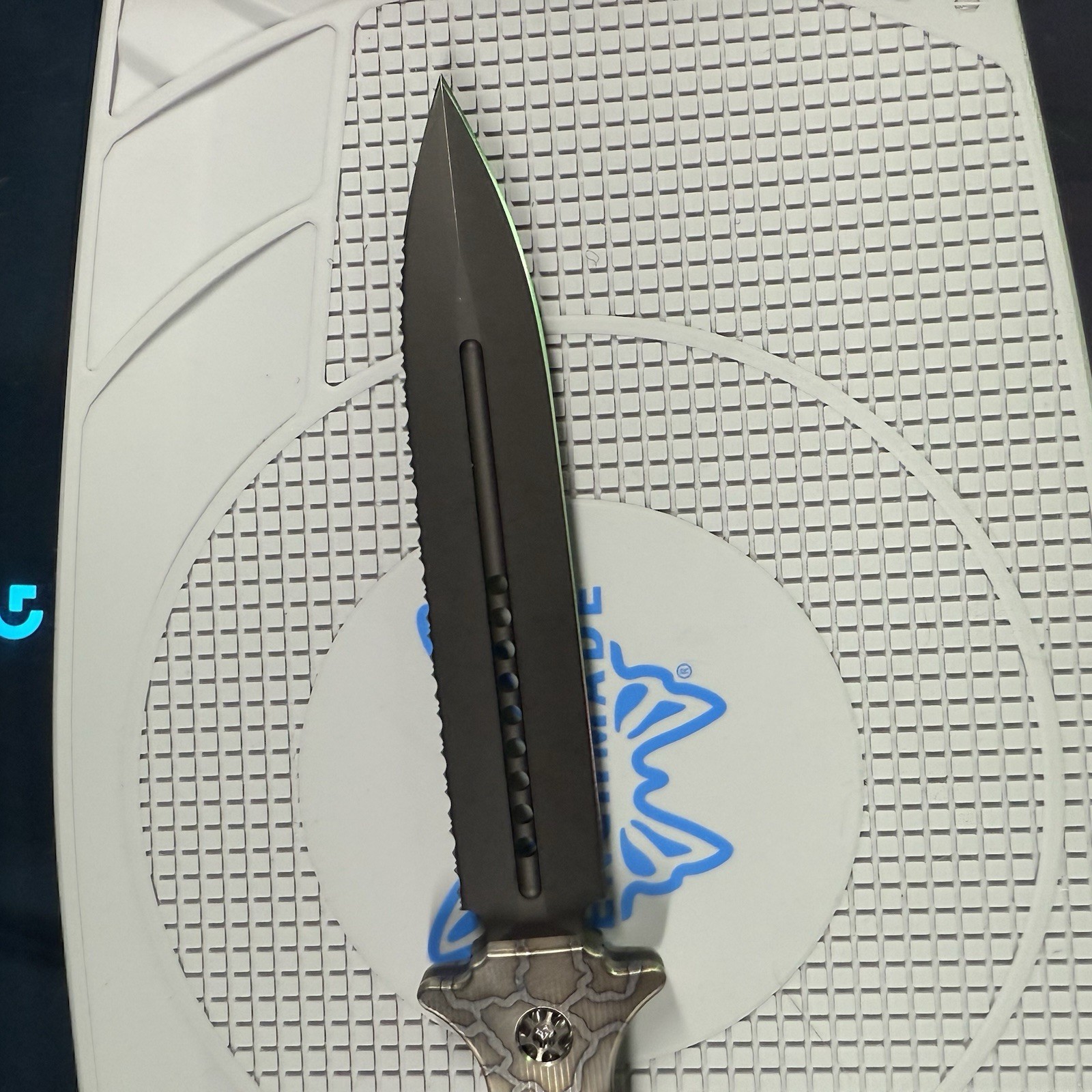 Heretic Nephilim Flamed Titanium DLC Coated Serrated #046 Discontinued & Rare