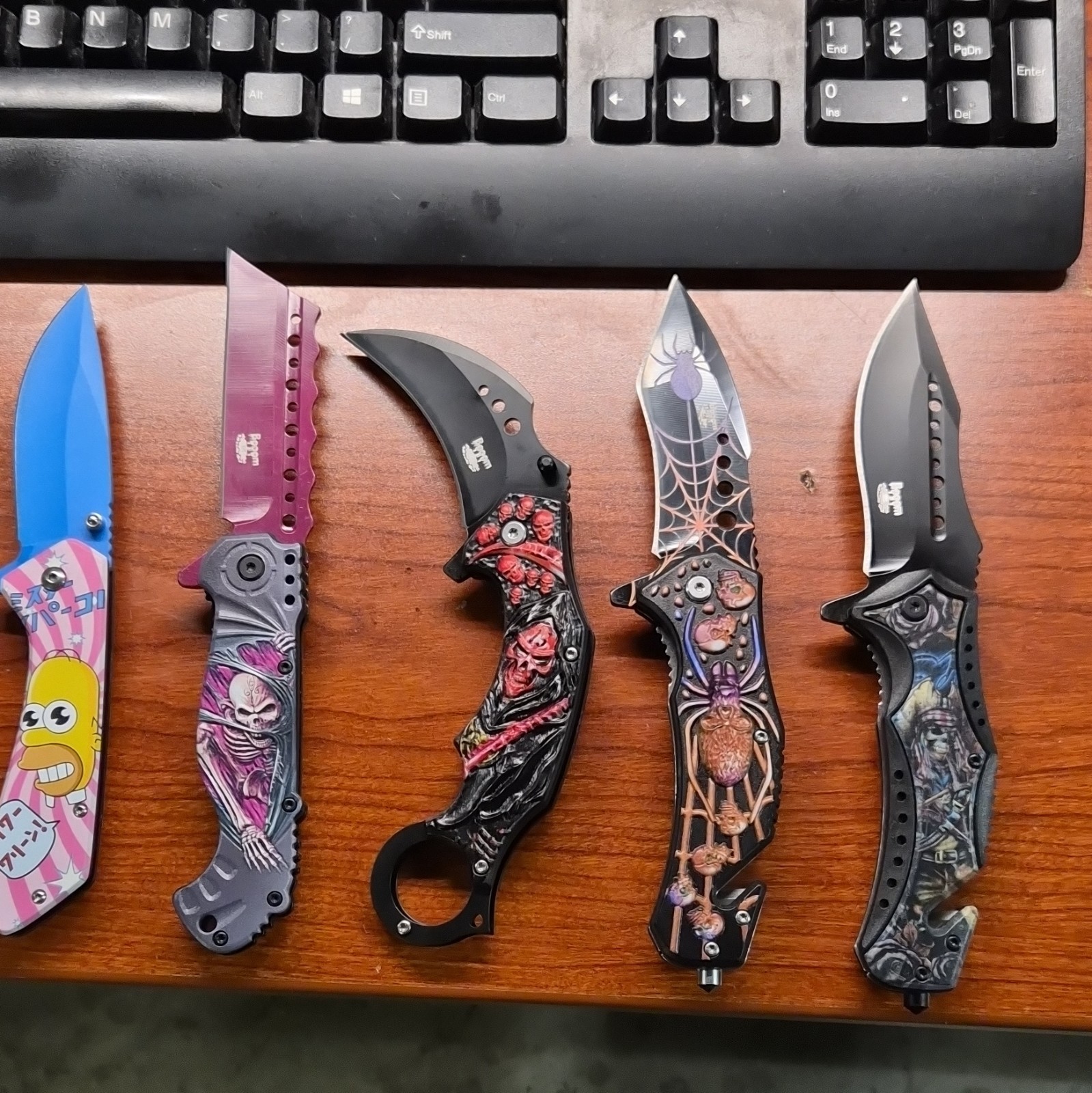 Tac-Force Lot of 5 Tactical Pocket Knives, Aluminum, 2.76-4in SS, Liner