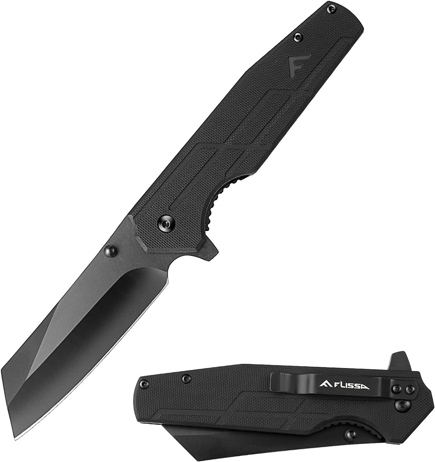 FLISSA 3.5″ Folding Stonewash Blade Tactical Knife G10 Handle Pocket Knife USA