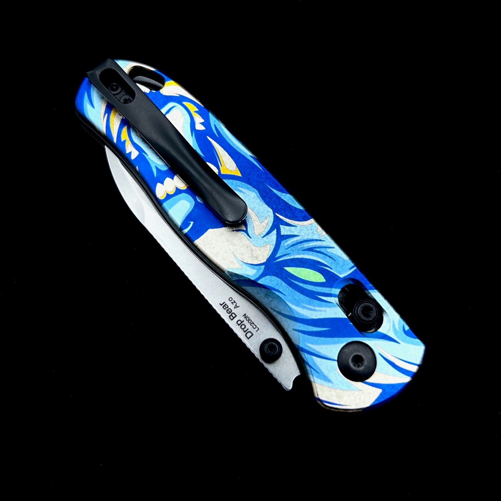 Kizer Azo Drop Bear Ki3619A3 Clutch Lock Knife Titanium (3″ Stonewash) Wolf Ano