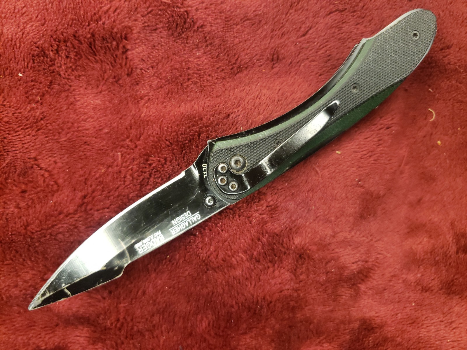 CRKT Badger Folding Knife Discontinued #7120 Gallagher Design button