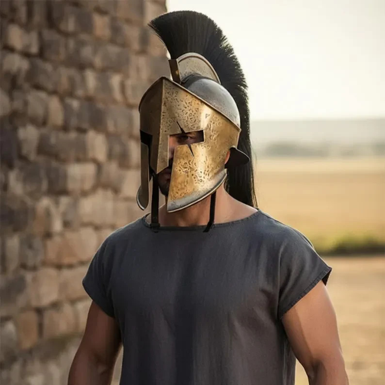 Handmade Spartan King Leonidas Helmet- 300 Movie Replica Greek Warrior Armor