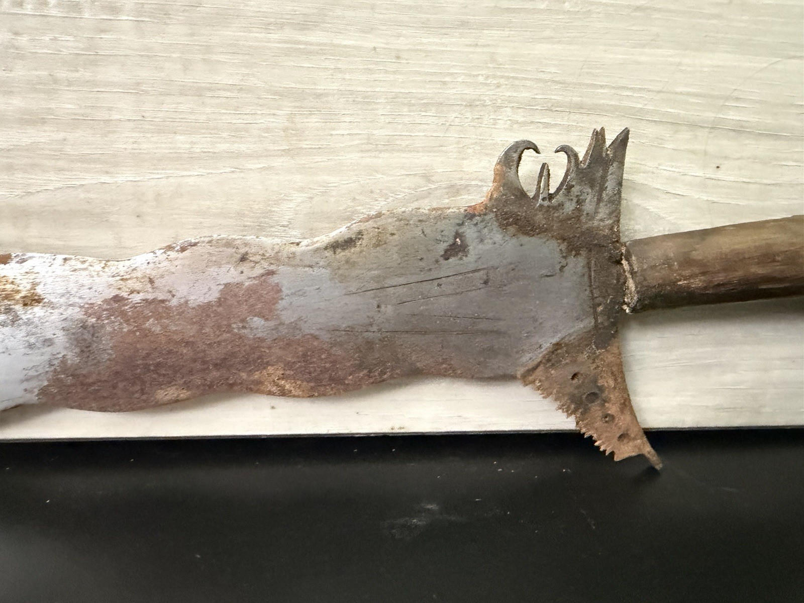 Philippine Moro Kris Sword W/ Original Wood Scabbard Handle Sheath Broke Wear
