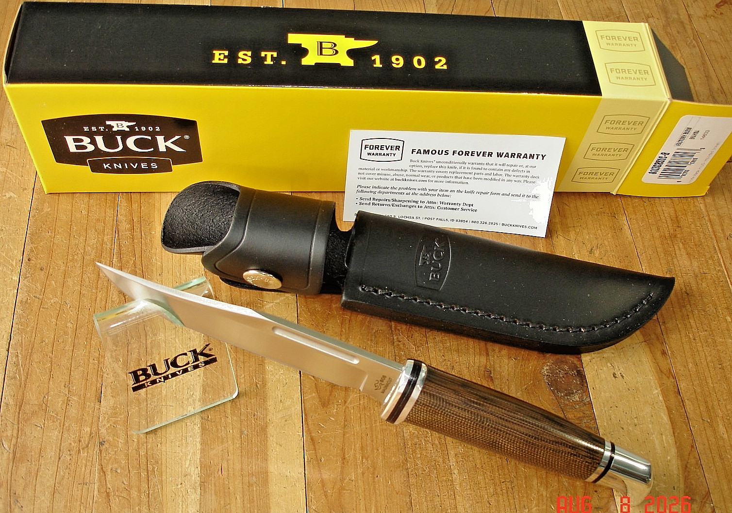 NIB FB BUCK KNIFE 117 BRAHMA BOS MAGNACUT BLADE 102 SIZE MICARTA HANDLE SHEATH
