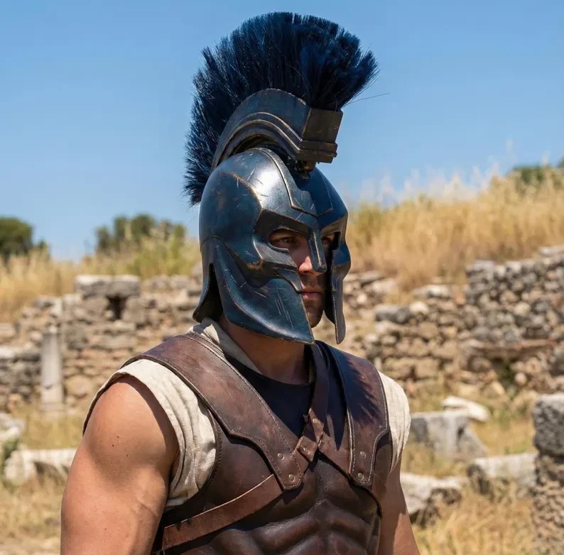 King Agamemnon Helmet Replica Metal Greek Warrior Helmet Armor Spartan Trojan