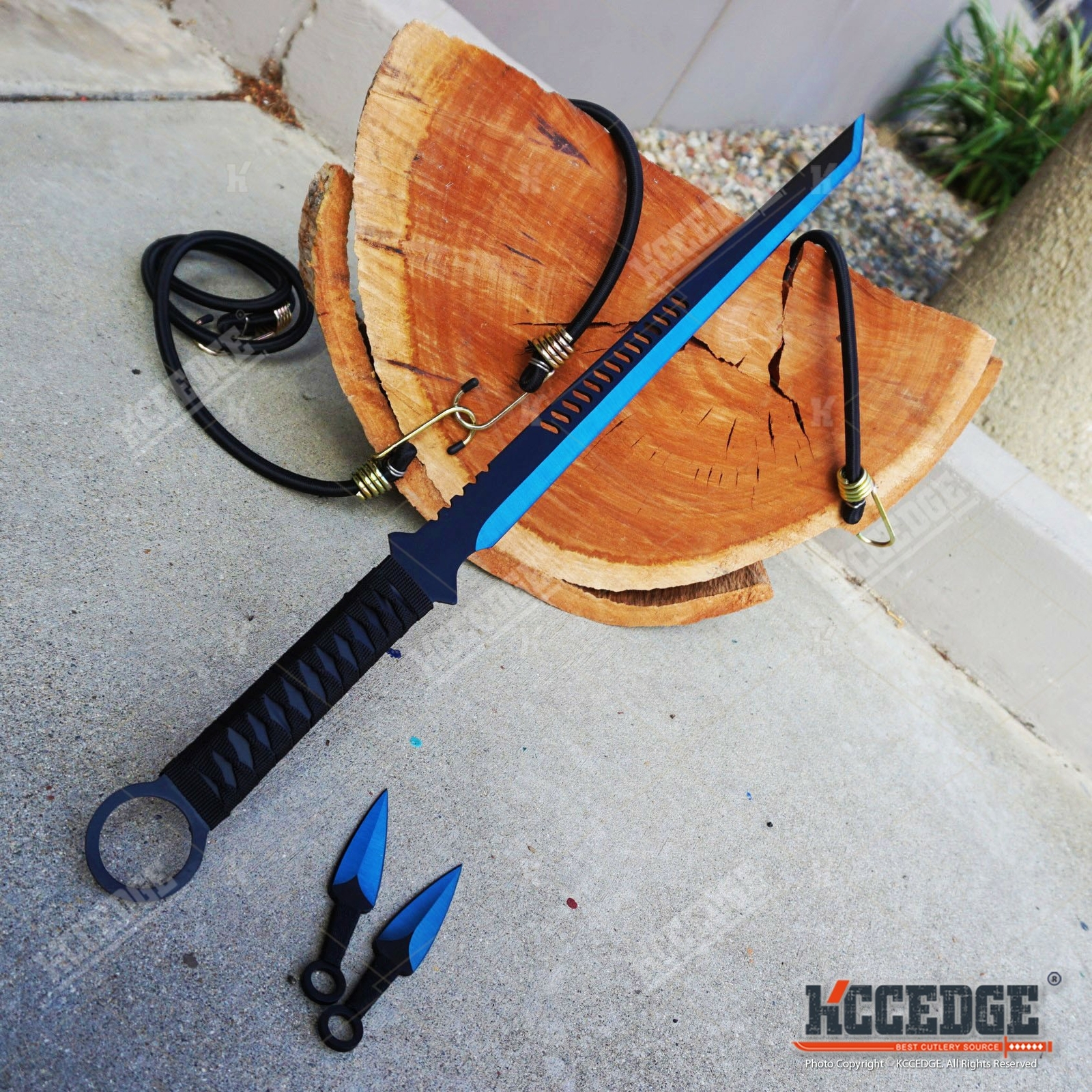 27″ Ninja Sword TANTO BLADE Machete w/ 2 Knife Full Tang BLACK KATANA