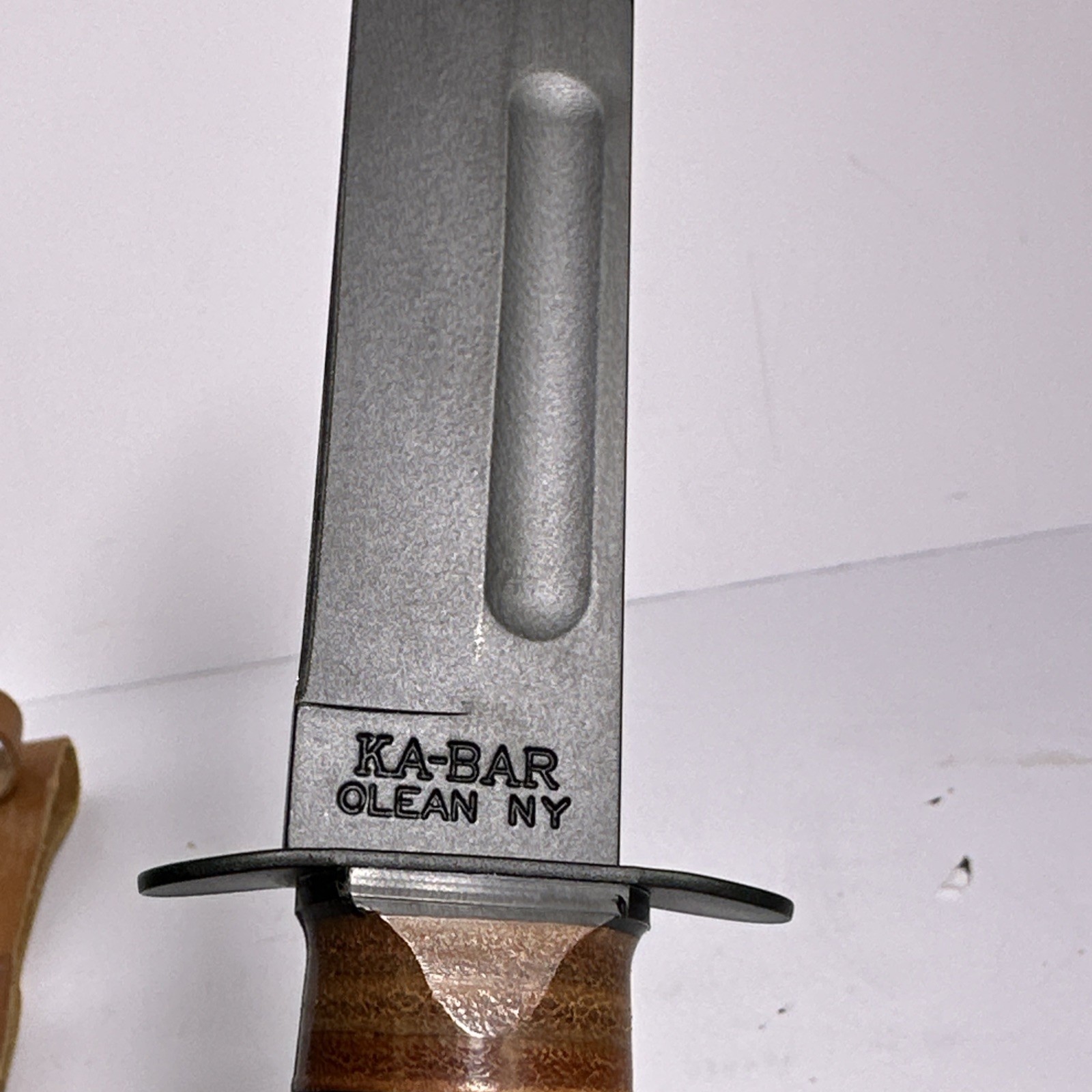 Ka-Bar USMC Fighting Utility Knife 1217 Olean NY 7” Blade Leather Sheath EXC