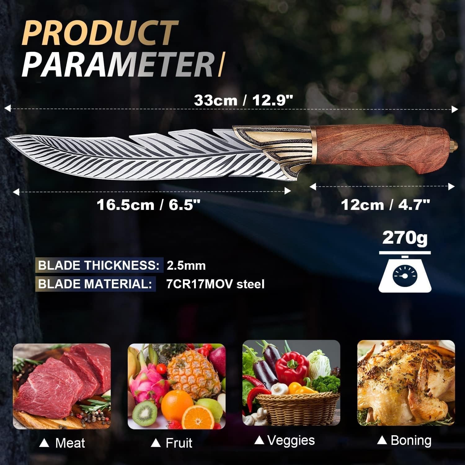 Feather Knife, 6.5″ Hand – Forged High Carbon Steel Viking Boning Knife with …