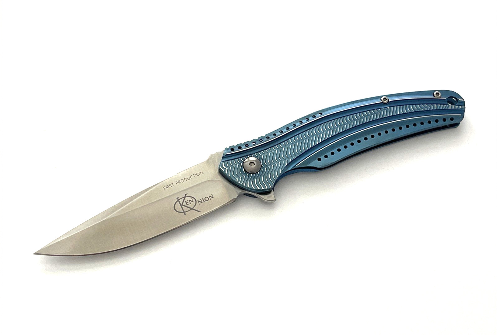 CRKT K405BXP Ripple Folding Knife First Production Acuto Steel Blue Aluminum