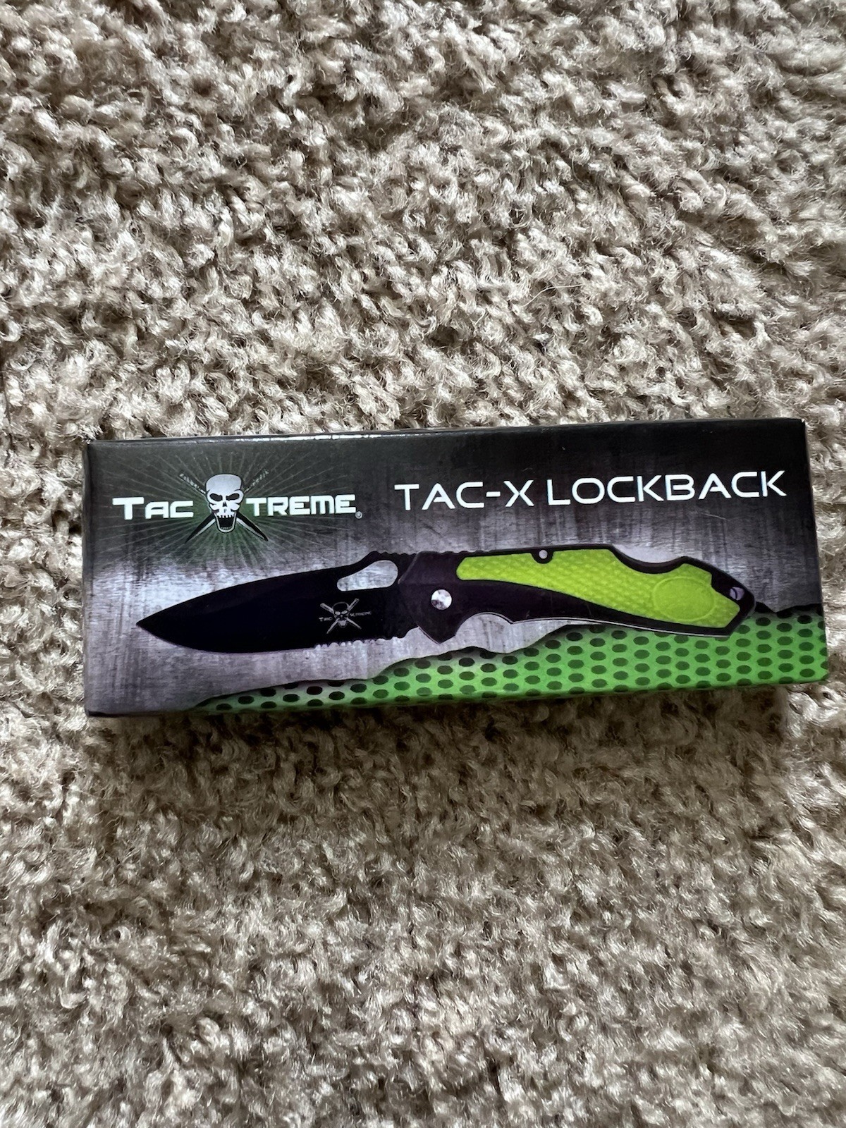 Tac Xtreme TAC-X Lockback Pocketknife 2.76-4in Drop Point Combo Edge Black/Green