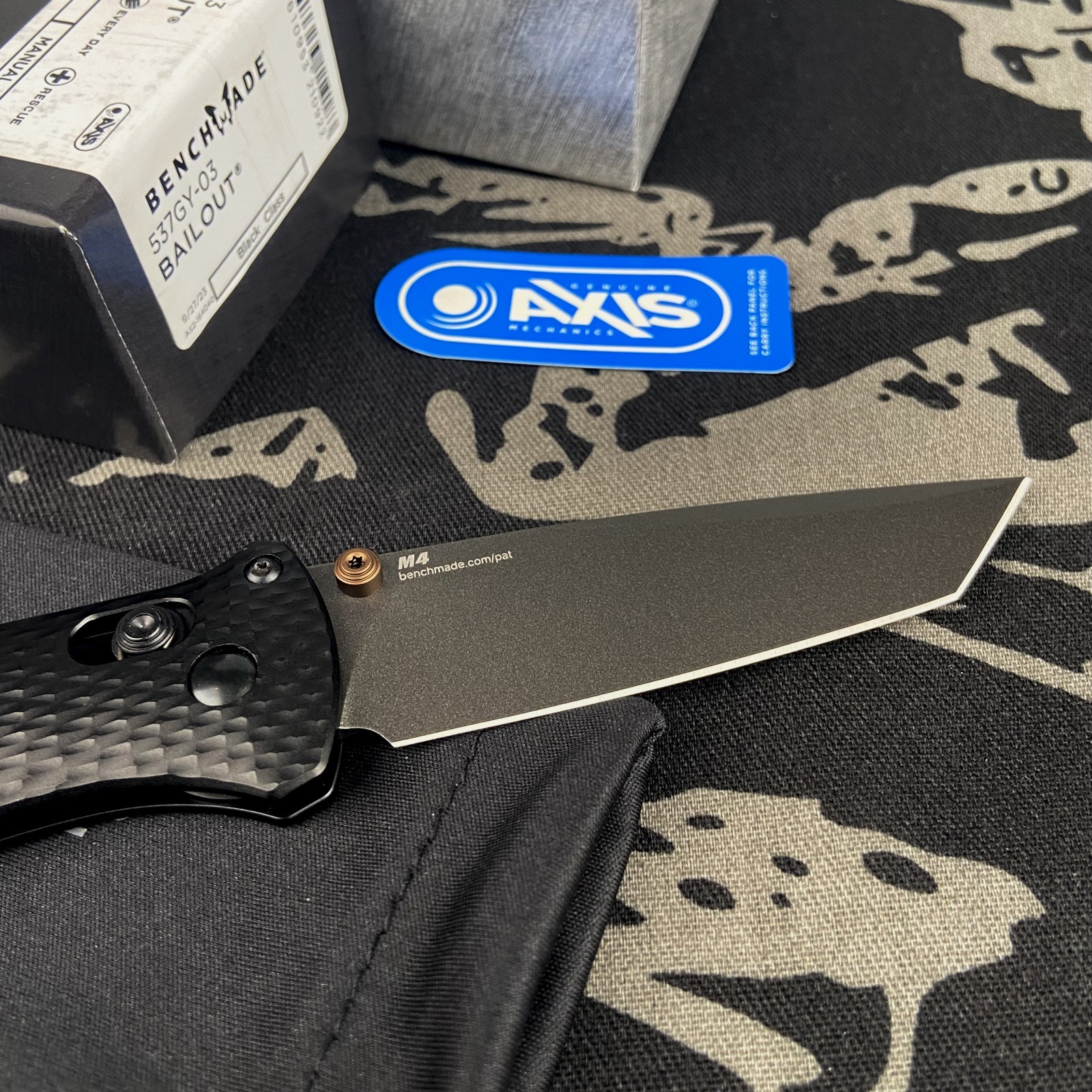 Benchmade 537GY-03 Bailout Crater Black CPM-M4 Aluminum Folding Knife